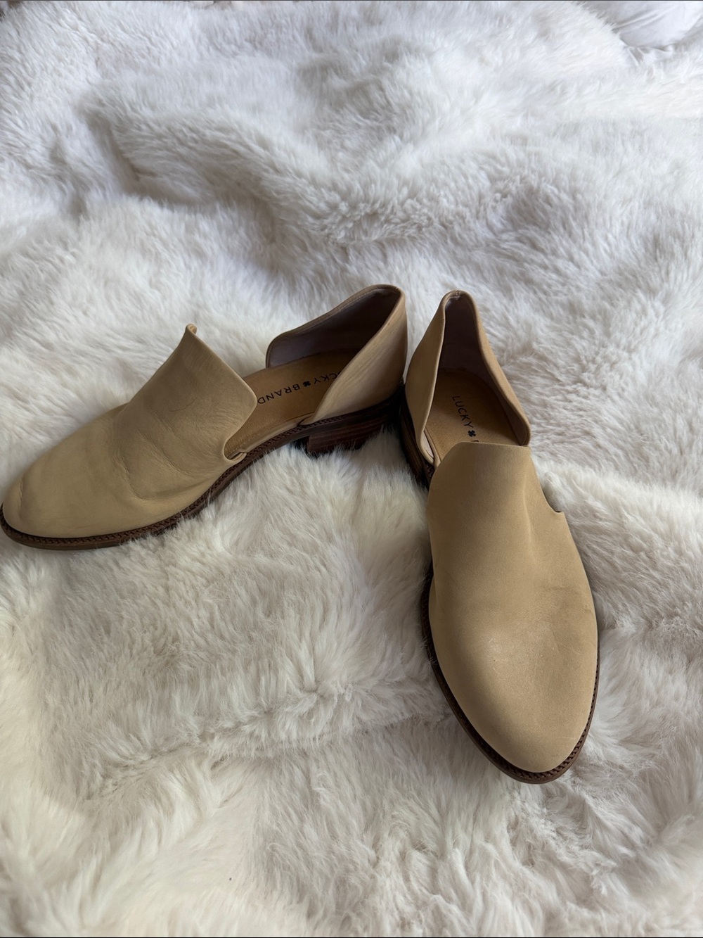 Lucky Brand Women’s Tan Leather Slip-On Loafers